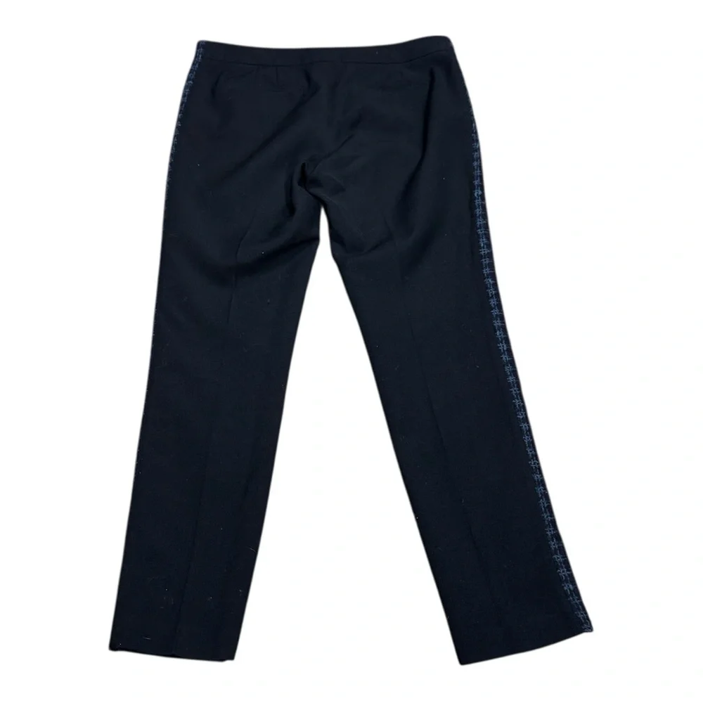 Tory Burch Tobie Wool Blend Pants With Blue Tweed Tuxedo Stripe Quiet Luxury